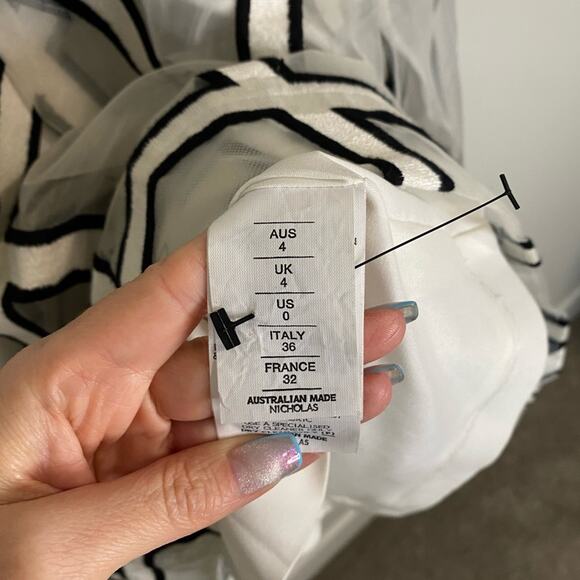 NICHOLAS Black and White Halter Sheath Midi Dress Size 0 - Picture 8 of 9